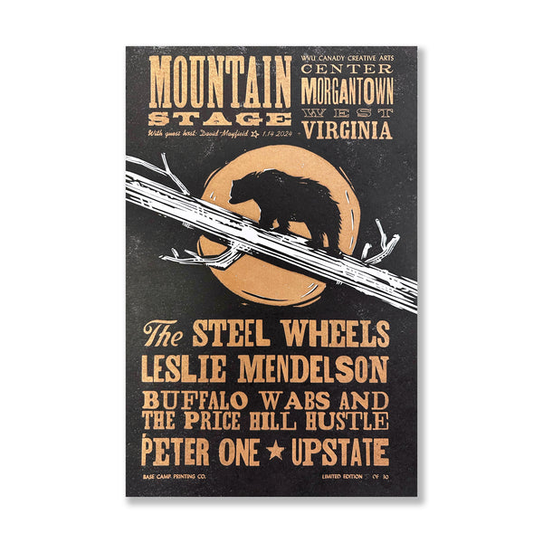 01142024 // Mountain Stage Concert, 11" x 17" Base Camp Printing Co.