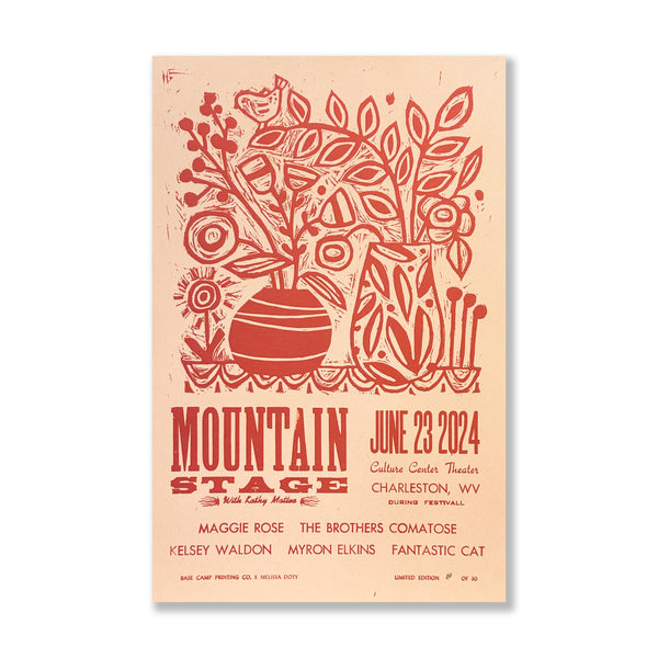 06232024 // Mountain Stage Concert, 11" x 17" Base Camp Printing Co.