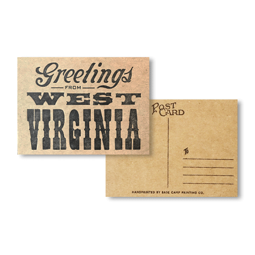 Greetings From West Virginia Postcard - Base Camp Printing Co.