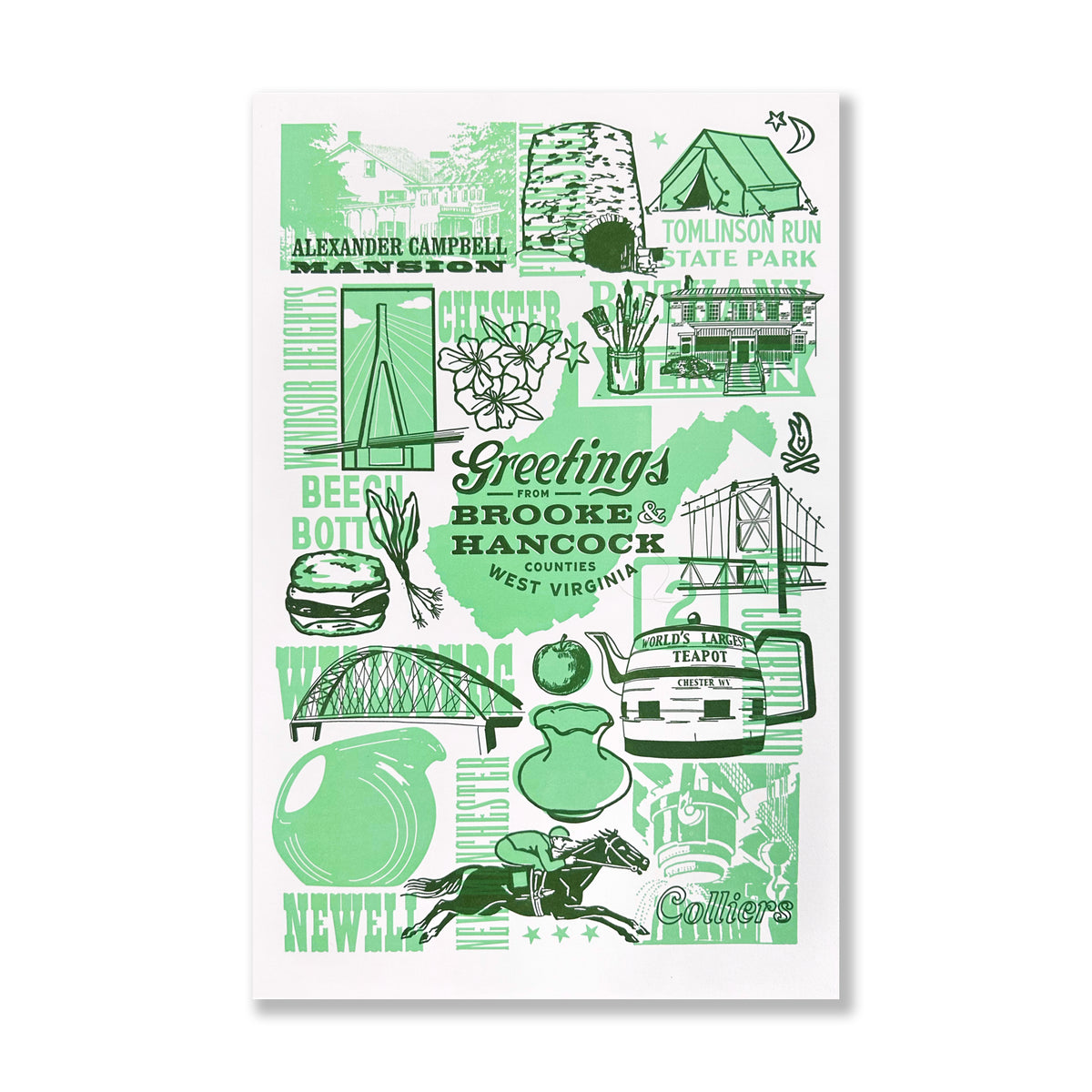 Brooke &amp; Hancock County WV letterpress print