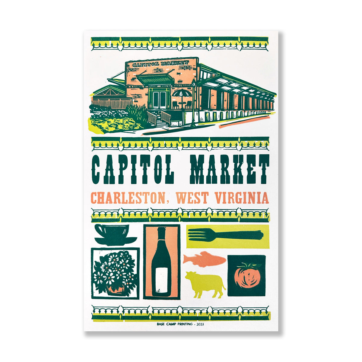 capitol market farmers market charleston wv letterpress print