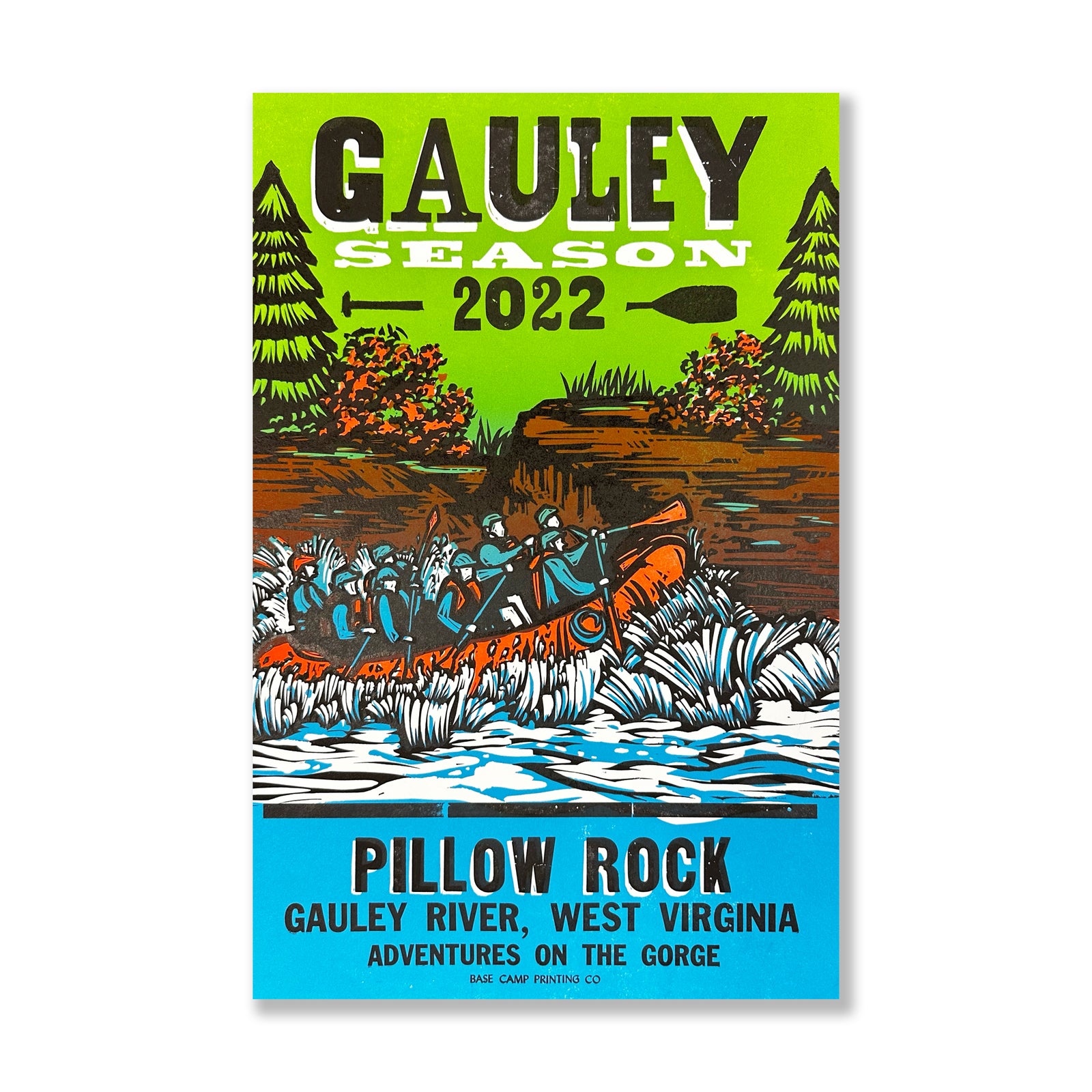 Gauley river whitewater fayetteville wv letterpress art print