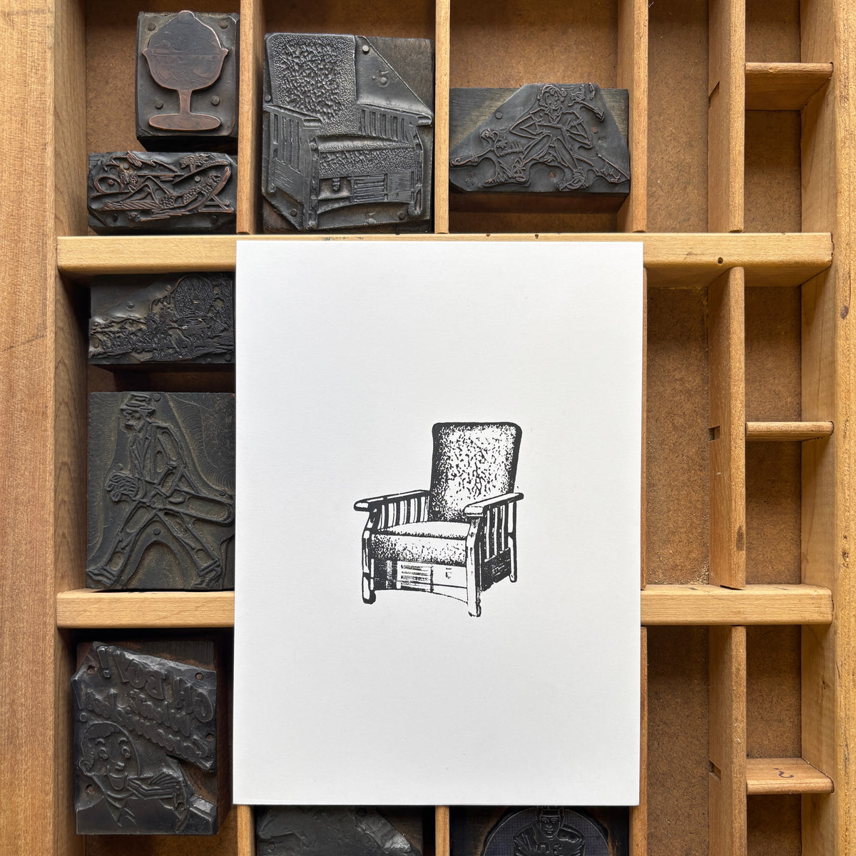 Armchair - Vintage Letterpress Block 5x7 Print