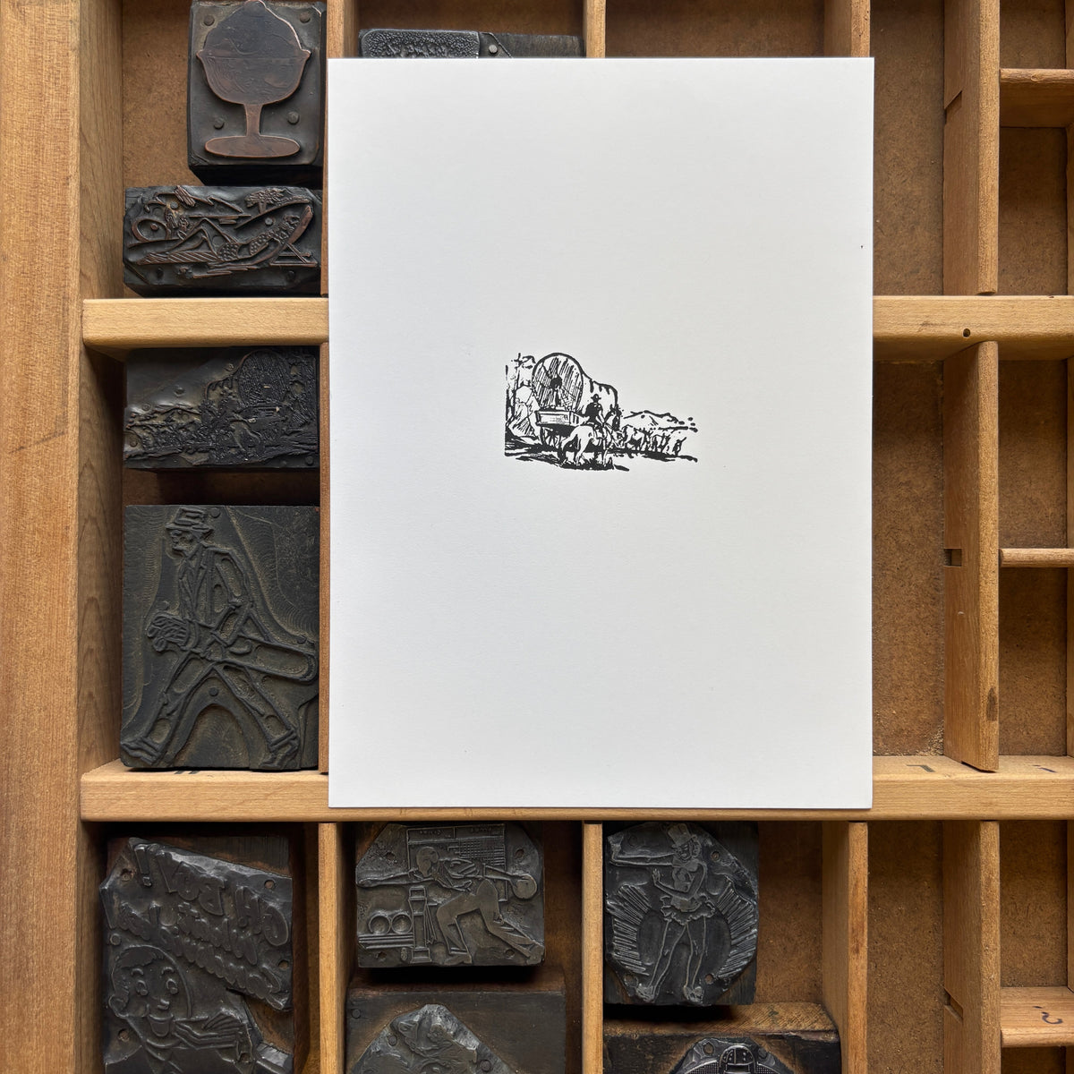 Conestoga Wagon - Vintage Letterpress Block 5x7 Print
