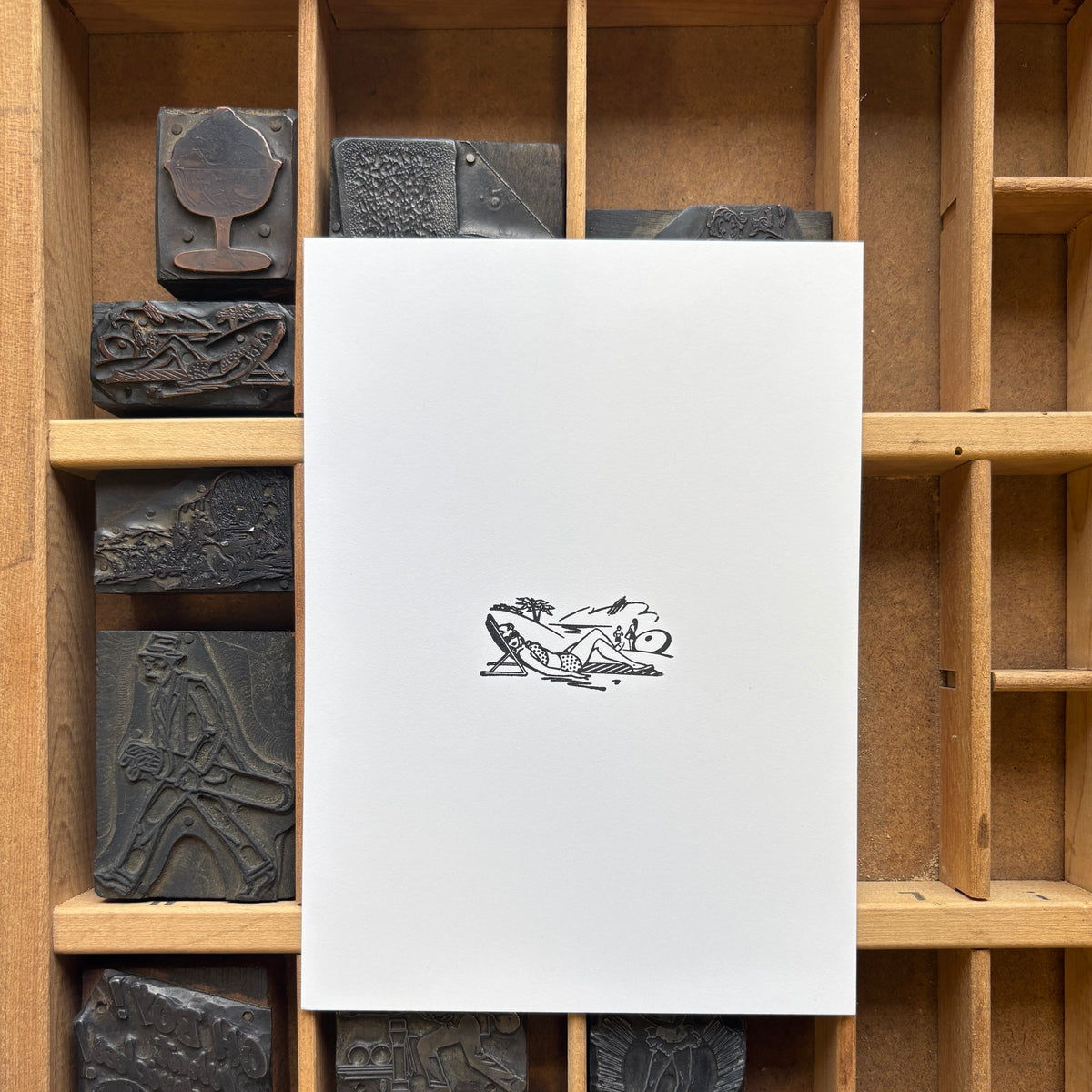 Beach Bum - Vintage Letterpress Block 5x7 Print