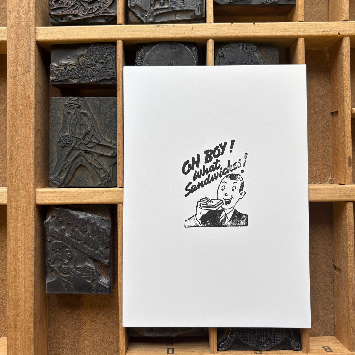 Sandwiches - Vintage Letterpress Block 5x7 Print