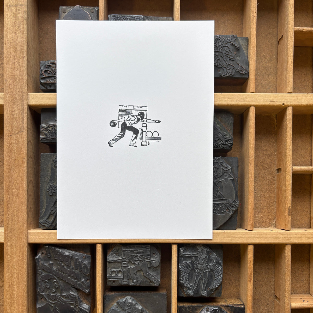 Bowling - Vintage Letterpress Block 5x7 Print