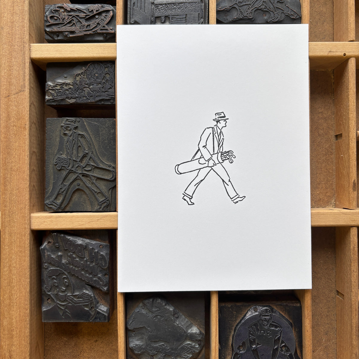 Golfer - Vintage Letterpress Block 5x7 Print