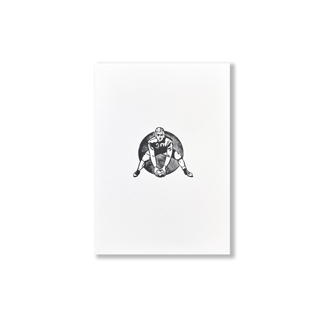 Football Player - Vintage Letterpress Block 5x7 Print