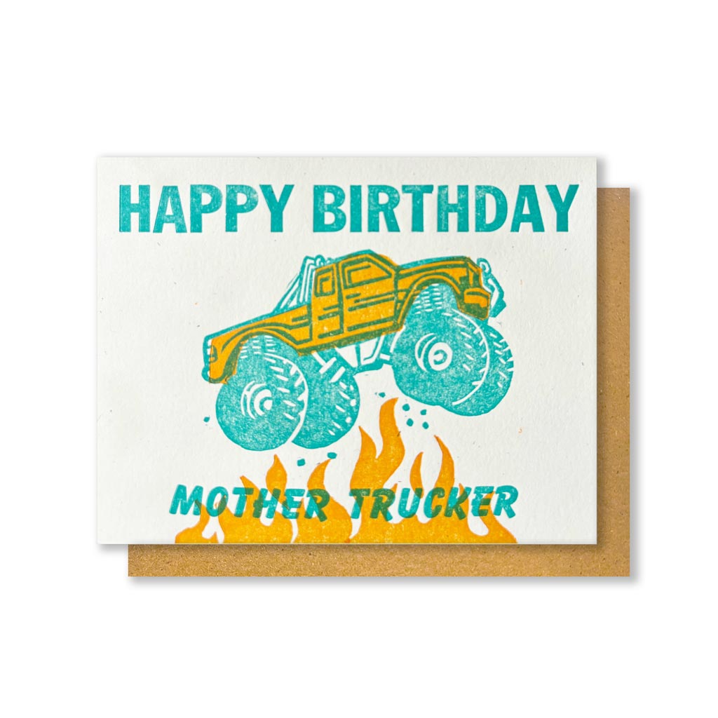 Happy Birthday Mother Trucker Greeting Card