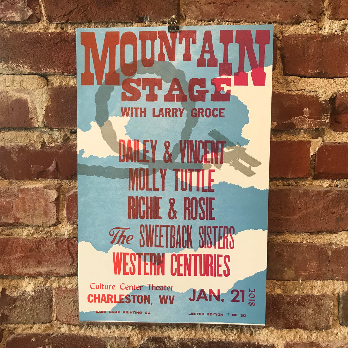 January 21st, 2018 Mountain Stage Poster
