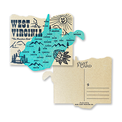 West Virginia, the Mountain State - Letterpress Postcard